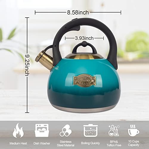 Tea Kettle Stovetop Whistling Kettle Teapot, Food Grade Stainless Steel Teakettle for Stove Top with Heat Proof Ergonomic Handle, 3.1 Quart Tea Pot - Image 6