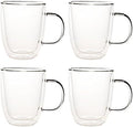[Set of 4] 10 oz Double Wall Ultra Clear Insulated Coffee Mugs Espresso Mocha Green Black Tea Cups, Real Borosilicate Glass Hot/Cold by Unknown