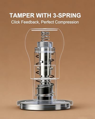 58mm Espresso Tamper, 3 Spring Loaded 30lb Pressure Click Walnut Handle - Image 5