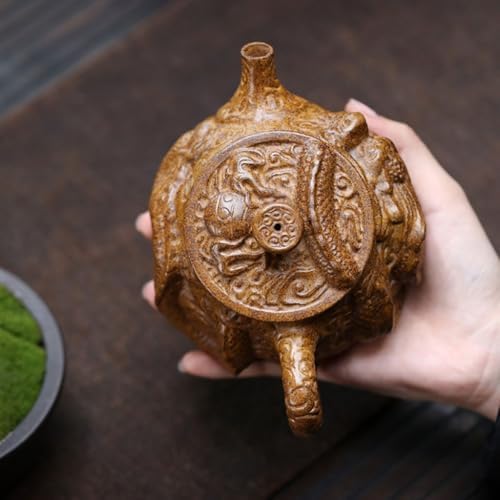 Tea Kettle Creative Chinese Hand-Carved Dragon Teapot Tea Art Retro Tea Maker Ceramic Tea Infuser - Image 4