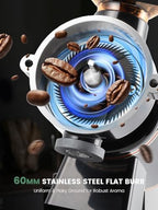 Huanyu 60mm Flat Burr Coffee Grinder, 8 Grind Settings for Home Brew Black - Image 3