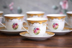Porcelain Tea Set - White and Vintage Rose Floral Design, 12 Piece Set - Image 3