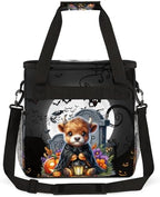 Halloween Mountain Cow Bat Moon Pumpkin Coffee Maker Carring Bag Travel Carrying Storage Tote Bag Compatible with Keurig K-Mini or K-Mini Plus Portable Single Serve Coffee Brewer Case with Pockets - Image 5