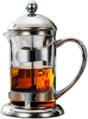 French Press Coffee Maker With 3 Filters Stainless Steel Coffee And Tea Maker,heat Resistant Borosilicate Glass Coffee Press, Multifunction Brewed Coffee Pot For Camping(/Silver B,800ml) by GIZNXBA