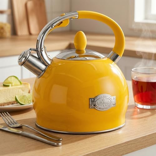 SUSTEAS Whistling Tea Kettle, 2.7QT Food-Grade Steel Teapot, YELLOW - Image 5