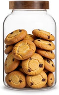 1 Gallon/ 128fl oz Large Clear Glass Jar with Airtight Screw On Wood Lid by Brighomrom