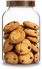 1 Gallon/ 128fl oz Large Clear Glass Jar with Airtight Screw On Wood Lid by Brighomrom