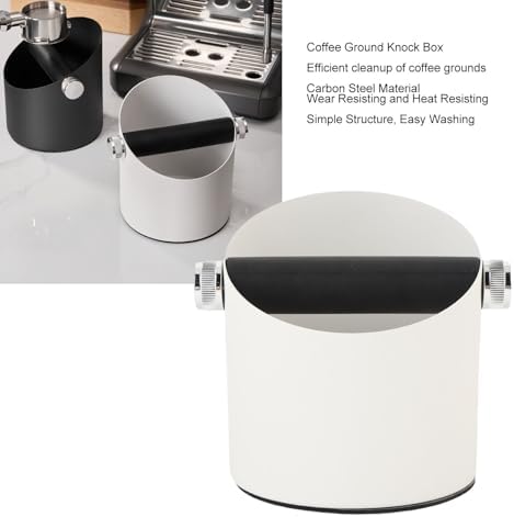 Small Coffee Knock Box, Espresso Knock Box Coffee Grounds Container, Carbon Steel Espresso Knock Box for Household (White) - Image 2