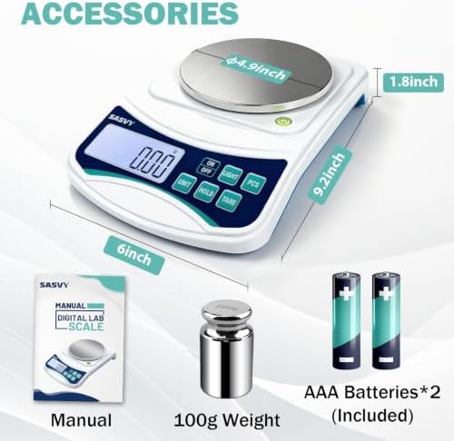 Digital Lab Scale 1000g x 0.01g oz/g/ct/DWT/tl/gn/ozt Precision Electronic Scientific Scale Analytical Balance for Laboratory Jewelry Kitchen, Includes 100g Weight and 2 x AAA Batteries - Image 6