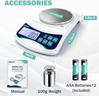 Digital Lab Scale 1000g x 0.01g oz/g/ct/DWT/tl/gn/ozt Precision Electronic Scientific Scale Analytical Balance for Laboratory Jewelry Kitchen, Includes 100g Weight and 2 x AAA Batteries - Image 6