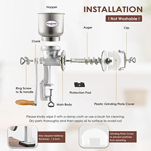 Moongiantgo Corn Grinder Cast Iron Hand Crank Grain Mill - Image 4