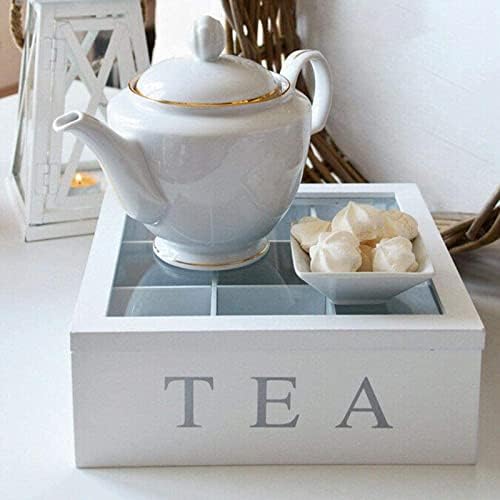 Amagogo Wooden Tea Storage Box with Glass Lid, 9 Compartment Stackable Tea Bag Organizer for Kitchen and Pantry - Image 4