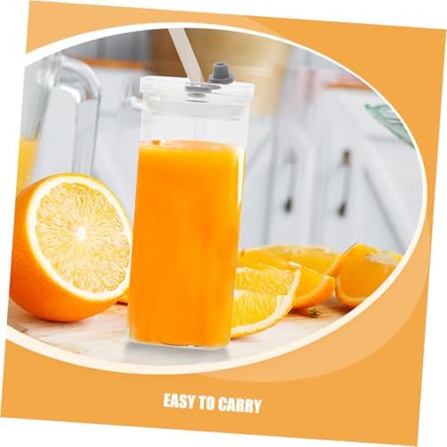 3 Piece Glass Drinking Cups with Lids and Straws 350ml Set - Image 3