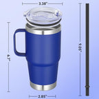 20 oz Stainless Steel Tumbler with Handle Bulk Metal Insulated Tumblers Travel Coffee Mug with Handle Double Wall Tumbler Cup with Lid and Straw, Blue 6 Pack - Image 4
