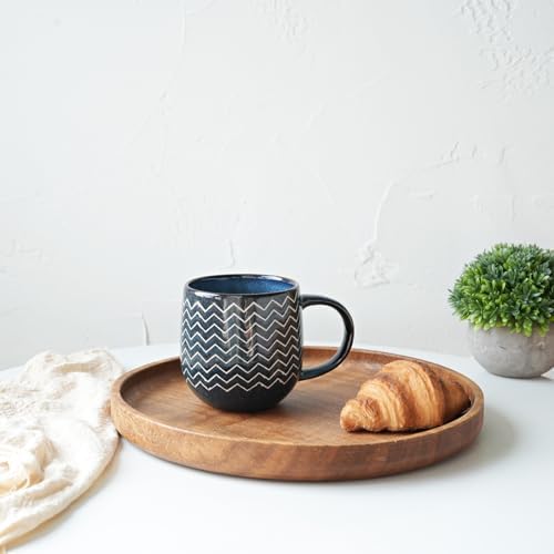 Bosmarlin Ceramic Coffee Mug Set of 4, 17 Oz, Coffee Cups with Big Handle, Microwave and Dishwasher Safe (Deep Blue, 17 Oz) - Image 4