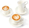 7.5oz Ceramic Cappuccino Cup with Saucer and Spoon Set of 4 by YCWF