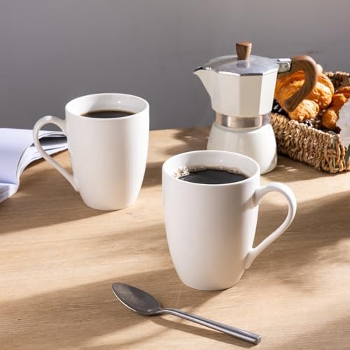AmorArc 12oz Off White Coffee Mugs Set of 12, Ceramic Coffee Mugs with Large Handle for Man, Woman, Light Weight Coffee Mugs Set for Latte/Cappuccino/Cocoa/Milk, Dishwasher & Microwave Safe, 12Pcs - Image 3