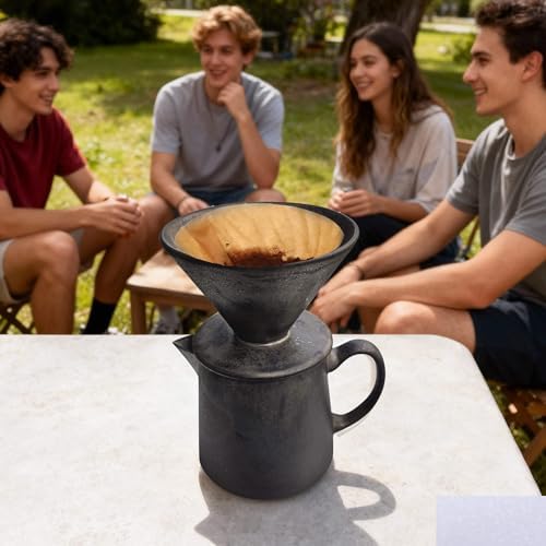 Ceramic Pour Over Coffee Maker Dripper - Uses Standard #2 & #4 Paper Filters, 450ml/15oz, Rusty, Barista Style for Home & Office - Image 7