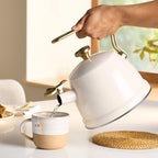2-Quart Cream Stainless Steel Whistling Stovetop Tea Kettle - Image 2
