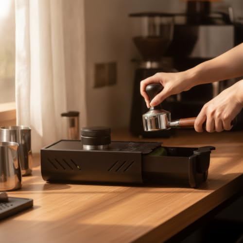 Amagogo Drawer Residue Container Espresso Grounds Box Drawer Bin Pressing Surface Heavy Duty Metal Quiet Rubber Bar suitable for home espresso machines tidy counters , Gray - Image 3