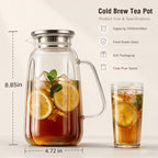 2 Pack Glass Pitcher with Lid and Handle for Fridge, Iced Tea and Coffee Carafe Beverage Serveware, 2 Liters/68 oz Heat Resistant Borosilicate Water Jug for Hot/Cold Drinks - Image 2