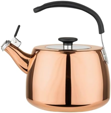 Viking 2.6 Qt Stainless Steel Whistling Stovetop Tea Kettle, Rose Gold by Unknown