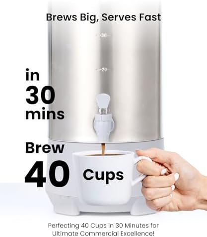 SYBO 45 Cup Coffee Urn, Commercial Grade Stainless Steel Percolate Coffee Maker, Removable Filter, Easy to Clean, Hot Water Urn for Catering, Hot Beverage Dispenser with Cool-Touch Handles, 6L, Grey - Image 2
