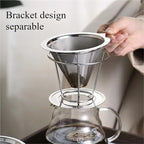 cold brew coffee filter 2/4pcs Stainless Steel Coffee Filter Reusable Tea Funnel Hand Brewing Double Layer Tool Home Cafe Use(Large,2pcs) - Image 5