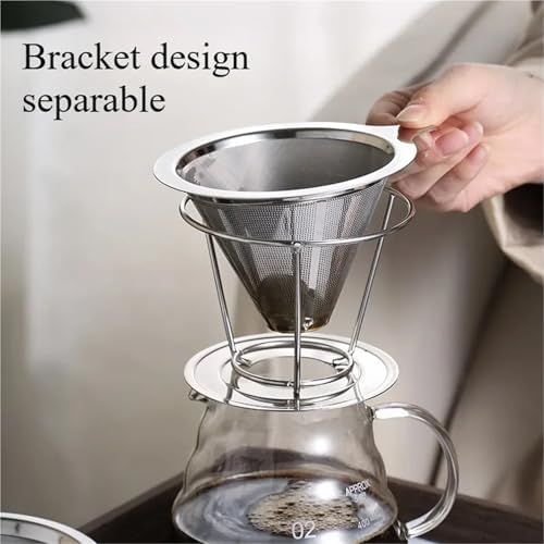 cold brew coffee filter 2/4pcs Stainless Steel Coffee Filter Reusable Tea Funnel Hand Brewing Double Layer Tool Home Cafe Use(Large,2pcs) - Image 5
