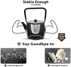 Toptier Cast Iron Teapot, Stovetop Safe Japanese Cast Iron Tea Kettle, Diamond Design Tea Pot with Removable Infuser for Loose Tea, 40 Ounce (1200 ml), Black - Image 3