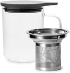 Glass Tea Cup with Infuser and Lid & Stainless Steel 400ml, Premium Borosilicate Tea Mug & Stainless Steel Filter, Heat-Resistant Brewing Set for Tea Lovers (Gift Ready Packaging) by 01liv