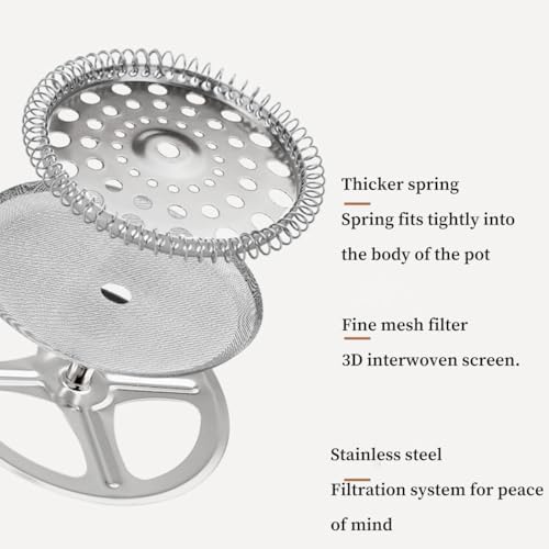 French Press Coffee Maker 3-level Filters Coffee And Tea Maker Durable Stainless Steel Frame, Thick Heat Resistant Glass Pot Multifunction Brewed Coffee Pot For Camping(/Green,800ml) - Image 5