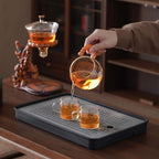 Zurucily Semi Automatic Teapot Set, Glass Teapot Set with Strainer Kungfu Tea Sets (bird-bamboo) - Image 6
