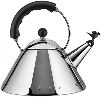 Alessi 9093 B - Design Kettle with Handle and Bird-Shaped Whistle, Stainless Steel and PA, Black by Alessi