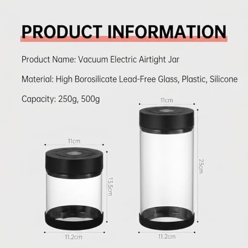 Electric Vacuum Coffee Canister, Airtight Coffee Bean Storage Container With Digital Display, 250g Glass Jar For Freshness Preservation, Coffee Grounds, Tea, Nuts & Food 250g - Image 7