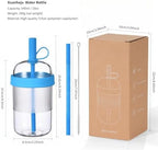 Reusable High-Clarity Copolyester Tumbler with Straw and Cap, 18oz Portable Coffee Mug with Ribbed Grip, Travel Cup for Office and Car - 540ml Multiple Colors (Matcha Green) - Image 5
