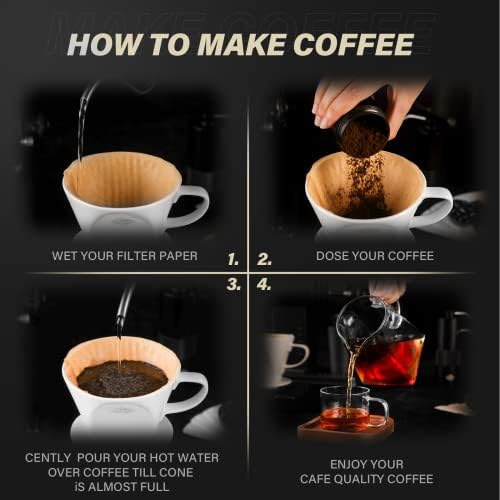 Pour Coffee Dripper Set Manual Drip Coffee-Maker Glass Carafe White Coffee Dripper Coffee Filters 9917-C001-064 - Image 7