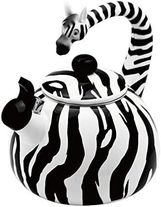 Whistling Tea Kettle for Stove Top Enamel on Steel Teakettle, Supreme Housewares Zebra Design Teapot Water Kettle Cute Kitchen Accessories Teteras (2.1 Quart, Zebra) by SupremeHousewares