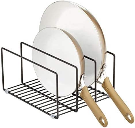 mDesign Metal Pan Organizer for Kitchen Cabinet, Counter, Pantry Shelf - 3 Slots for Baking Sheets, Muffin Pans, Cutting Boards, Frying Pans - Pan Organizer and Storage - Concerto Collection - Black by mDesign