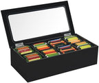 Tasybox Tea Bag Organizer, Acrylic Tea Box with Lid, Black Teabag Holder by Tasybox