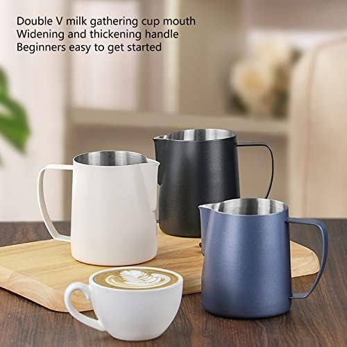 450 ml Milk Frothing Pitcher, Stainless Steel Milk Coffee Frother Cup, Kitchen Milk Frother Steamer Cup for Coffee Enthusiasts (Black) - Image 4