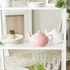 RSVP International Stoneware Teapot Collection, Microwave and Dishwasher Safe, 42 oz, Pink - Image 4