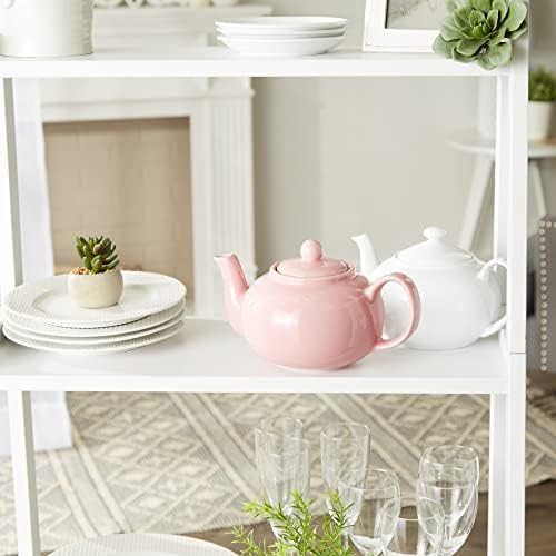 RSVP International Stoneware Teapot Collection, Microwave and Dishwasher Safe, 42 oz, Pink - Image 4