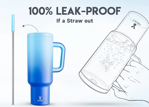 Meoky 50 oz Tumbler with Handle, Tumbler with Lid and Straw, Insulated Stainless Steel Travel Mug, 100% Leak-proof, Keeps Cold for 36 Hours or Hot for 12 Hours (Sky) - Image 3