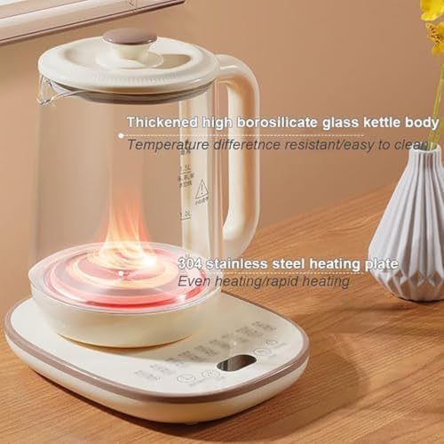 Electric 2.2L Glass Kettle, Hot Tea Maker with Temperature Control, Touch Screen Display, Keep Warm Tea Pot for Infusions, Soup, Coffee, 2.2L, 2.2L - Image 4