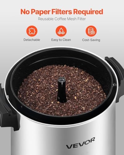VEVOR Commercial Coffee Urn, 30 Cup 4.5 L Hot Beverage Dispenser with Dripless Faucet, Quick-Brewing Commercial Coffee Maker, Automatic Temperature Control, for Catering, Party, Church & Restaurant - Image 3