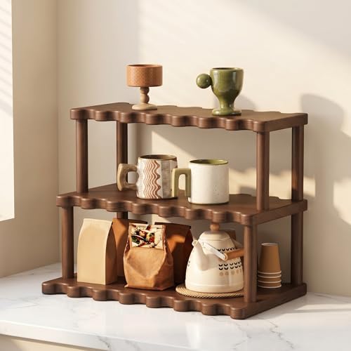 Wooden Mug Holder Countertop 3 Tier Coffee Mug Tree Stand Organizer Cup Display For Kitchen Coffee Station Home Decor - Image 2