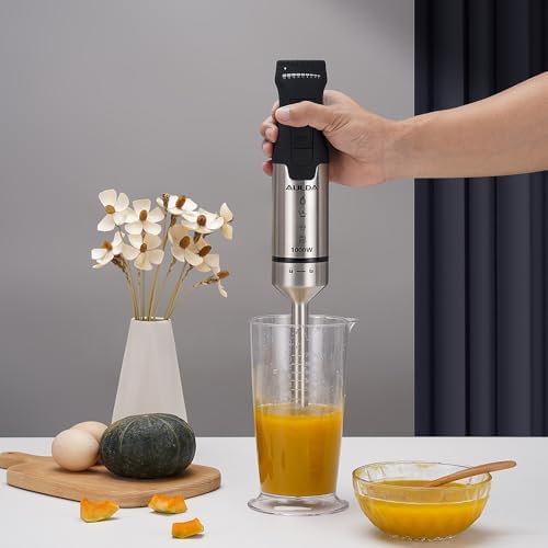 1000W 5-in-1 Immersion Hand Blender - 20 Speeds, Stainless Steel Stick Blender with Mixing Beaker, Chopper Bowl, Milk Frother, Egg Whisk for Smoothie, Baby Food, Sauces Red,Puree, Soup - Image 3