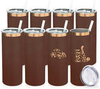 20 oz Skinny Tumblers Bulk with Lids and Straws Brown,8 pack by MetalyaTumblers