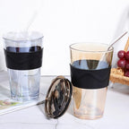 KICHOUSE 2pcs Glass Water Bottles with Lid and Straw, 450ml Reusable Cold Brew and Coffee Drinking Cups with Silicone Sleeve, Beverage Tumblers for Home and Travel - Image 7